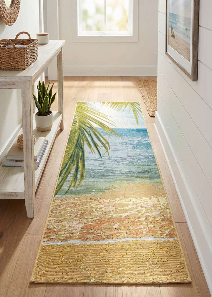 2' 7 x 5' 3 Easy-Clean Coastal Indoor / Outdoor Runner Rug