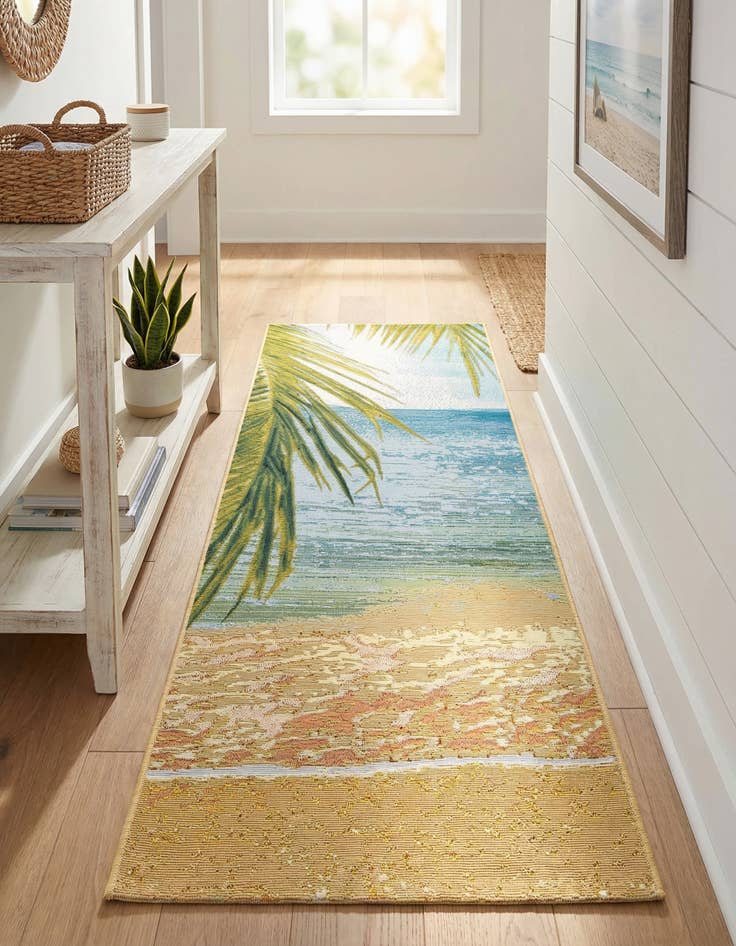 Detail image of 2' 7 x 5' 3  Washable Coastal Indoor / Outdoor Runner Rug