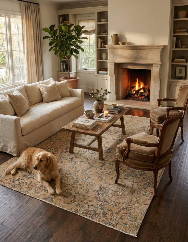 Detail image of  5' 6 x 7' 10  Hand Knotted Ultra Vintage Persian Wool Rug