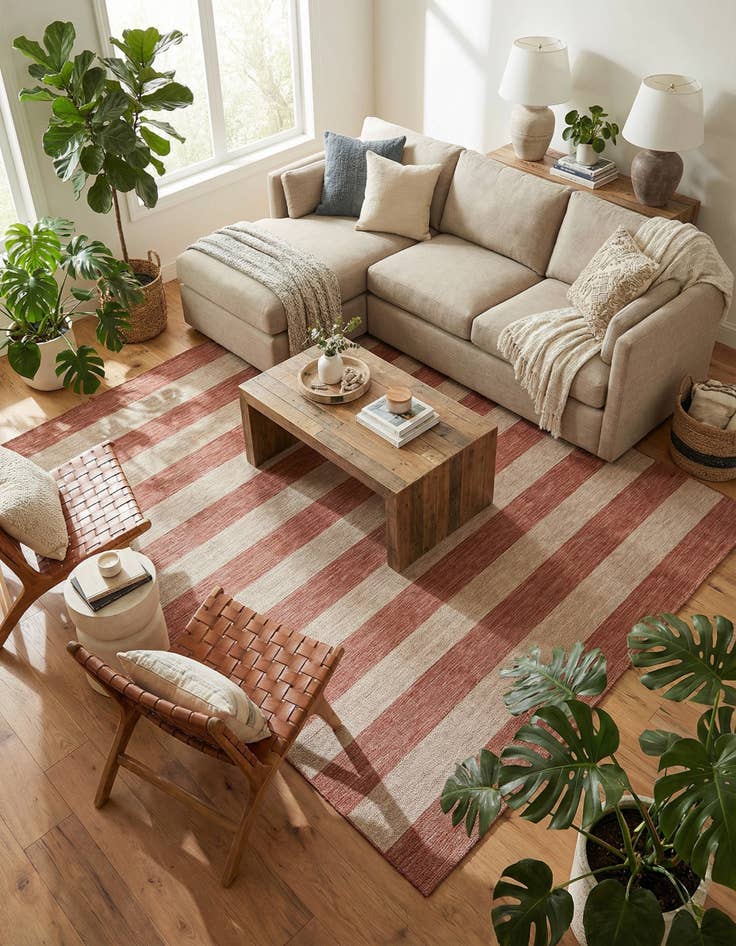 Detail image of  7' 10 x 11'  Washable Ribbon Indoor / Outdoor Rug