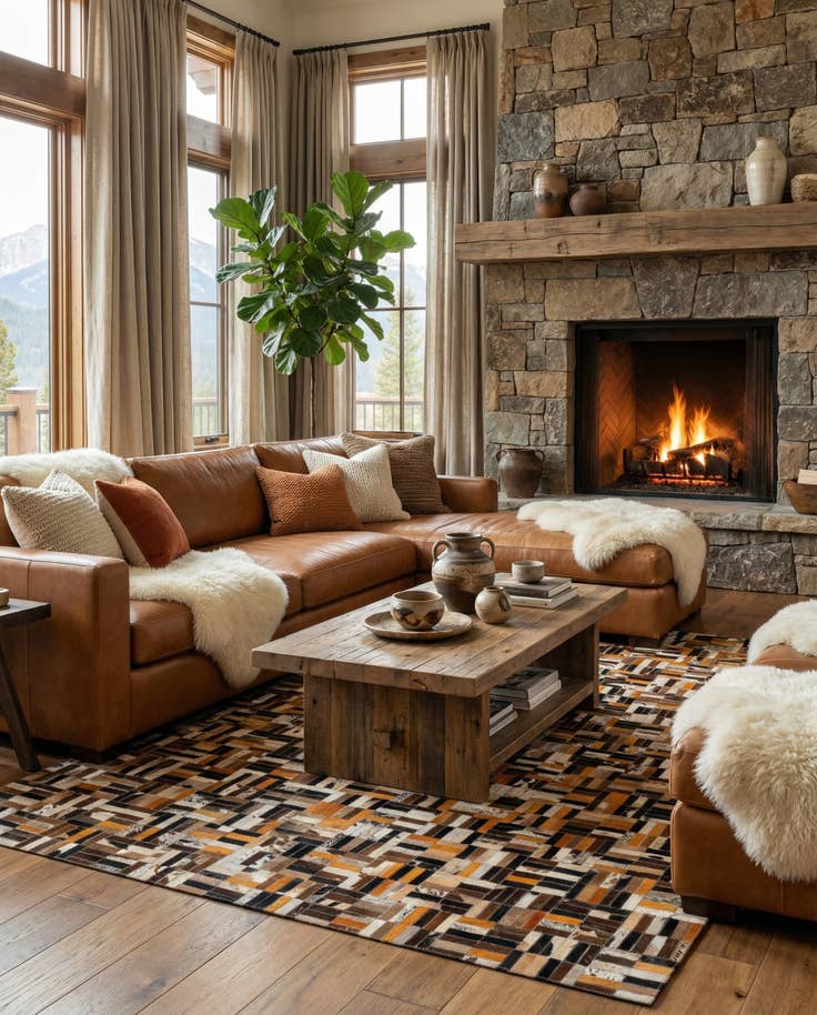 Detail image of 5' x 7' 11 Cowhide - Patchwork Rug