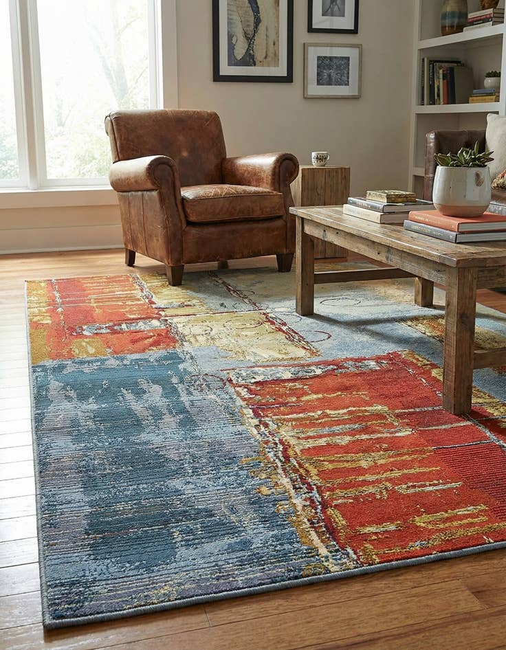 Detail image of 4' x 6'  Washable Modern Indoor / Outdoor Rug