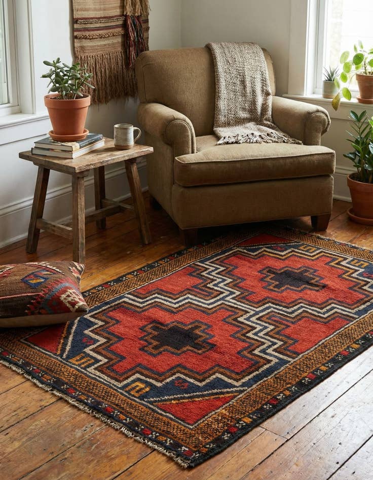 Detail image of 2' 10 x 4' 6  Hand Knotted Balouch Persian Wool Rug