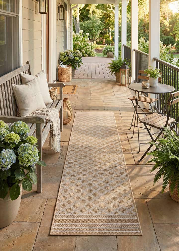 2' 7 x 12' Easy-Clean Trellis Indoor / Outdoor Runner Rug