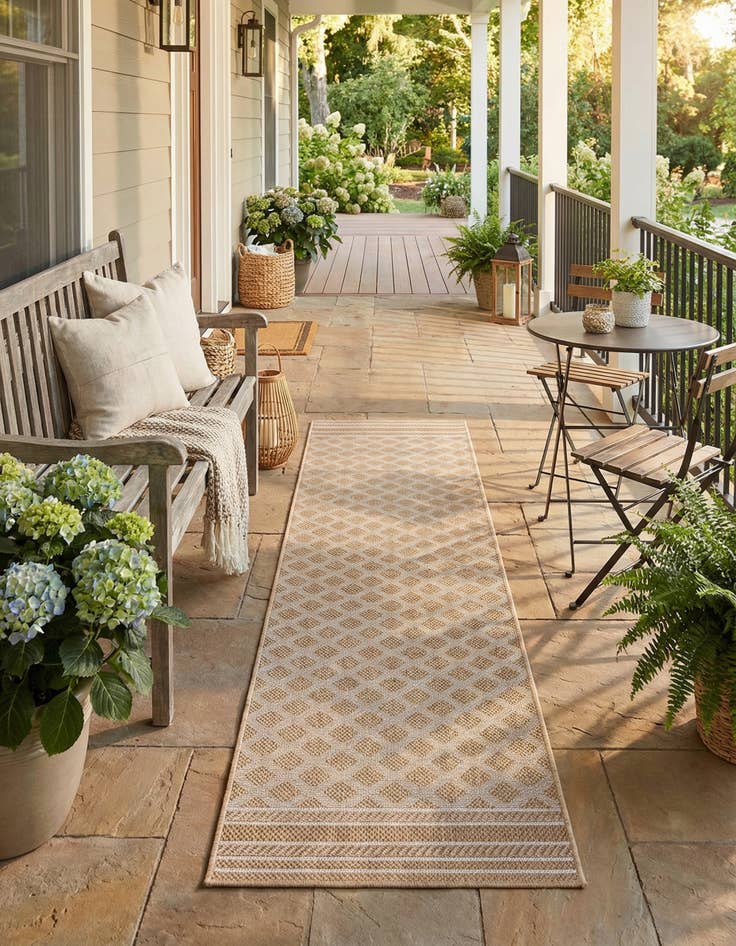 Detail image of 2' 7 x 12'  Washable Trellis Indoor / Outdoor Runner Rug