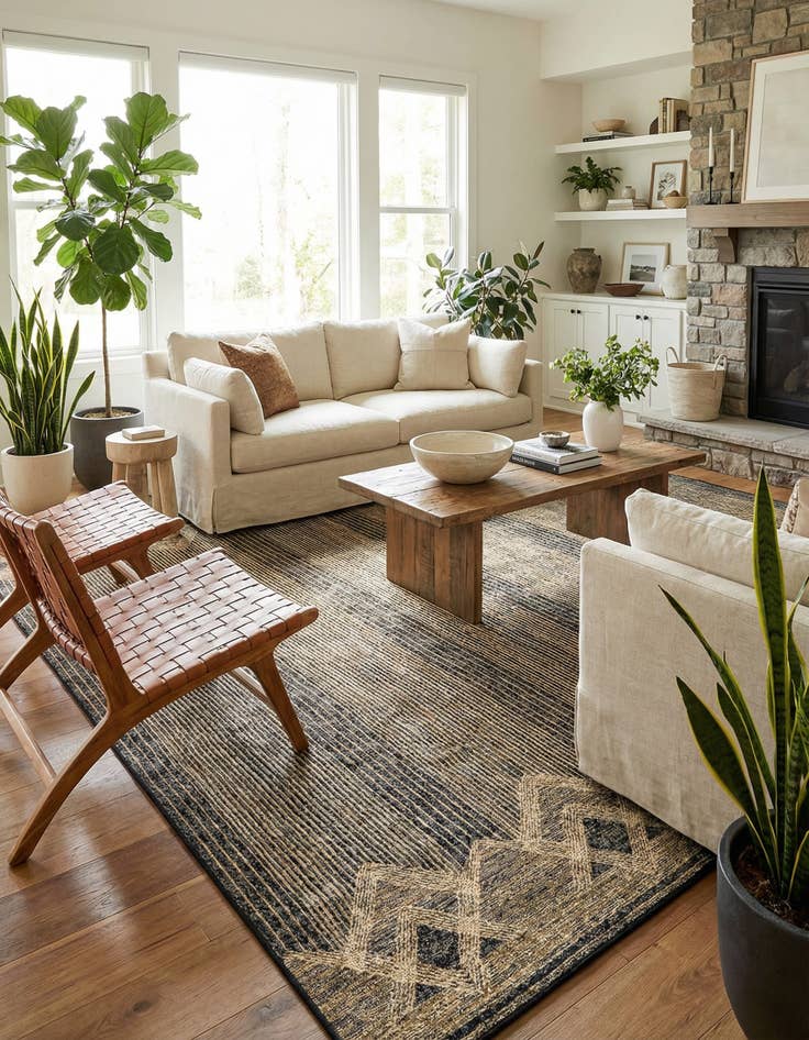 Detail image of 10' x 14'  Washable Modern Indoor / Outdoor Rug