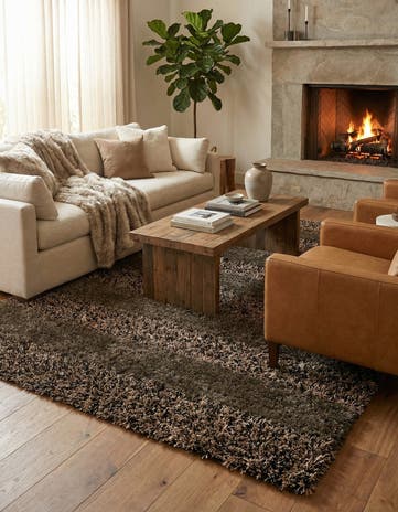 5' 1 x 6' 7 Hand Knotted Multi-Tone Shag Rug