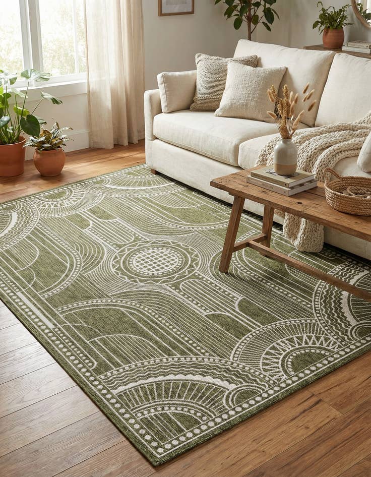 Detail image of 5' 3 x 8' Easy-Clean Traditional Indoor / Outdoor Rug
