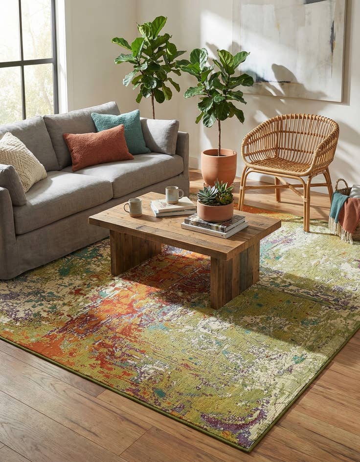 Detail image of 4' x 6'  Washable Modern Indoor / Outdoor Rug