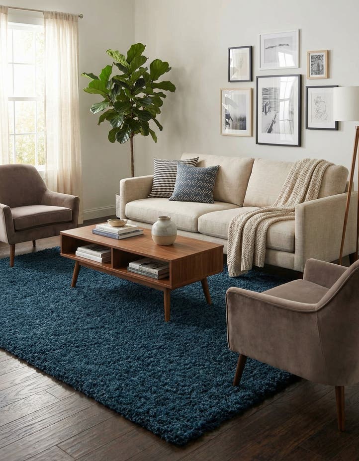 7' 10 x 10' Solid Shag Rug