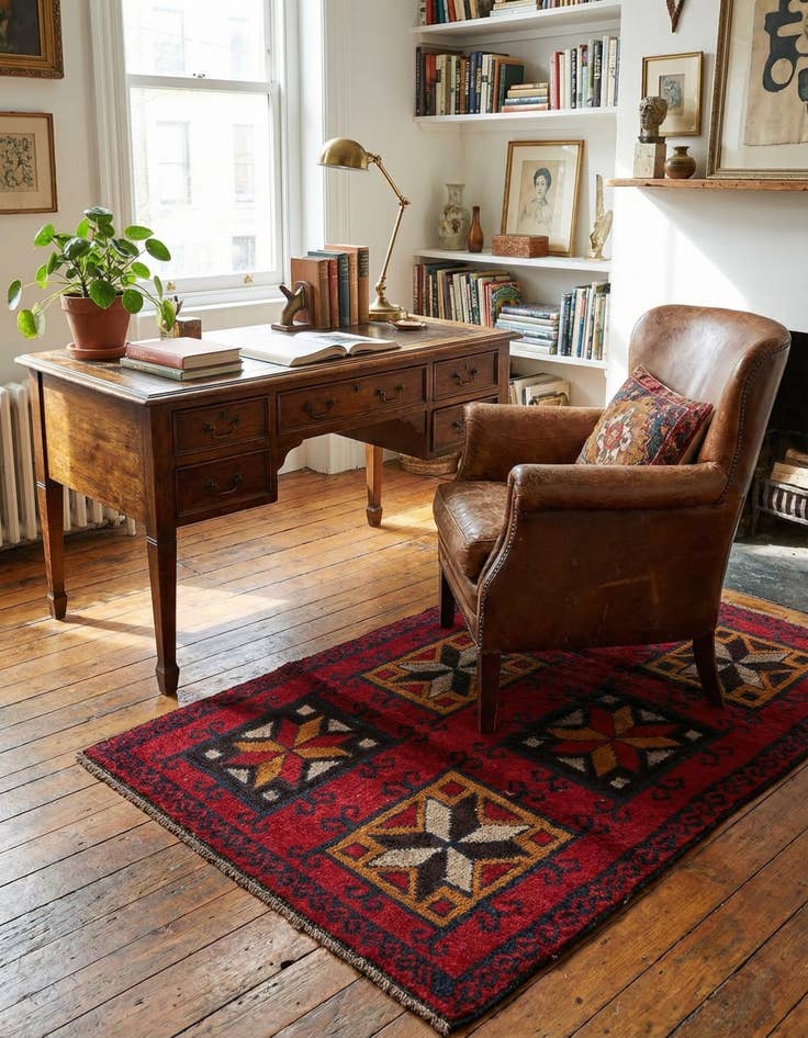 Detail image of  2' 10 x 4' 9  Hand Knotted Balouch Persian Wool Rug