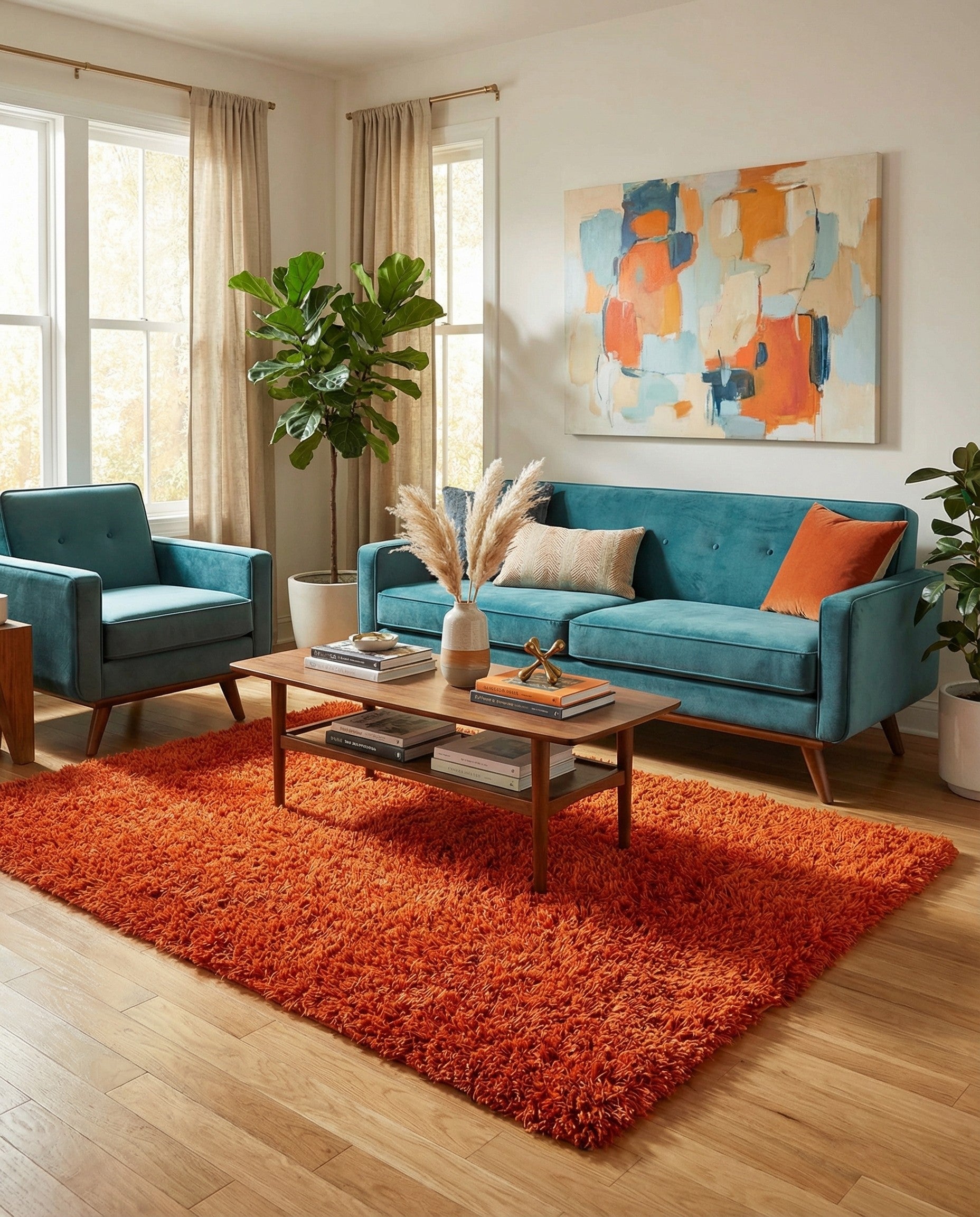  5' x 6' 6  Hand Knotted Solid Shag Oriental Rug