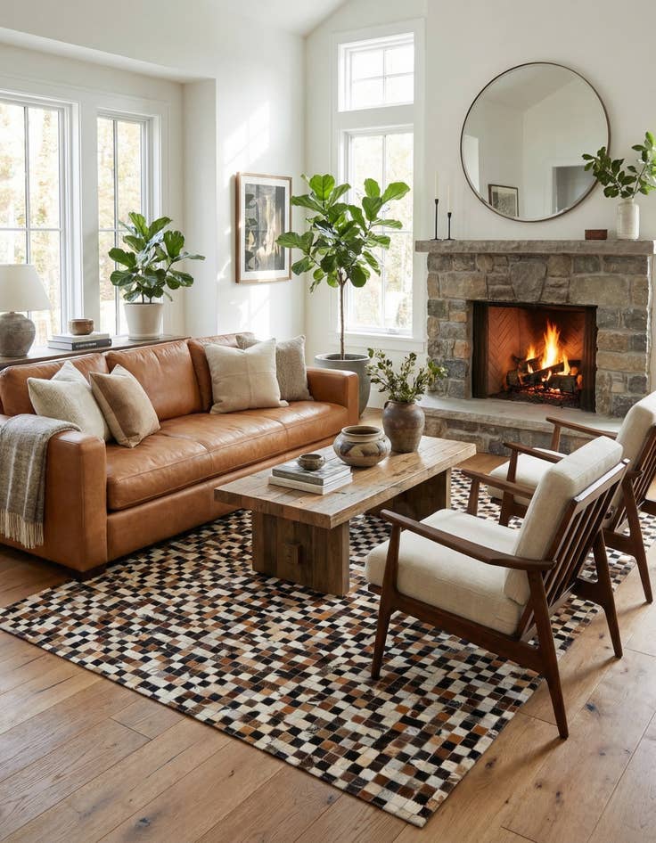 Detail image of 5' 3 x 7' 7 Cowhide Stocks Rug