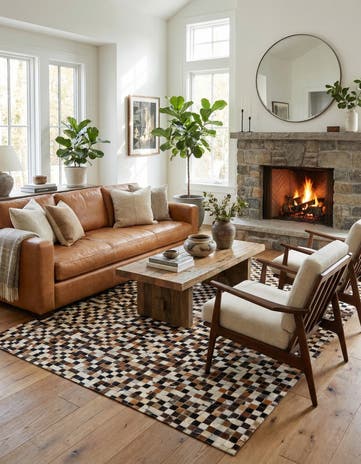 5' 3 x 7' 7 Cowhide Stocks Rug