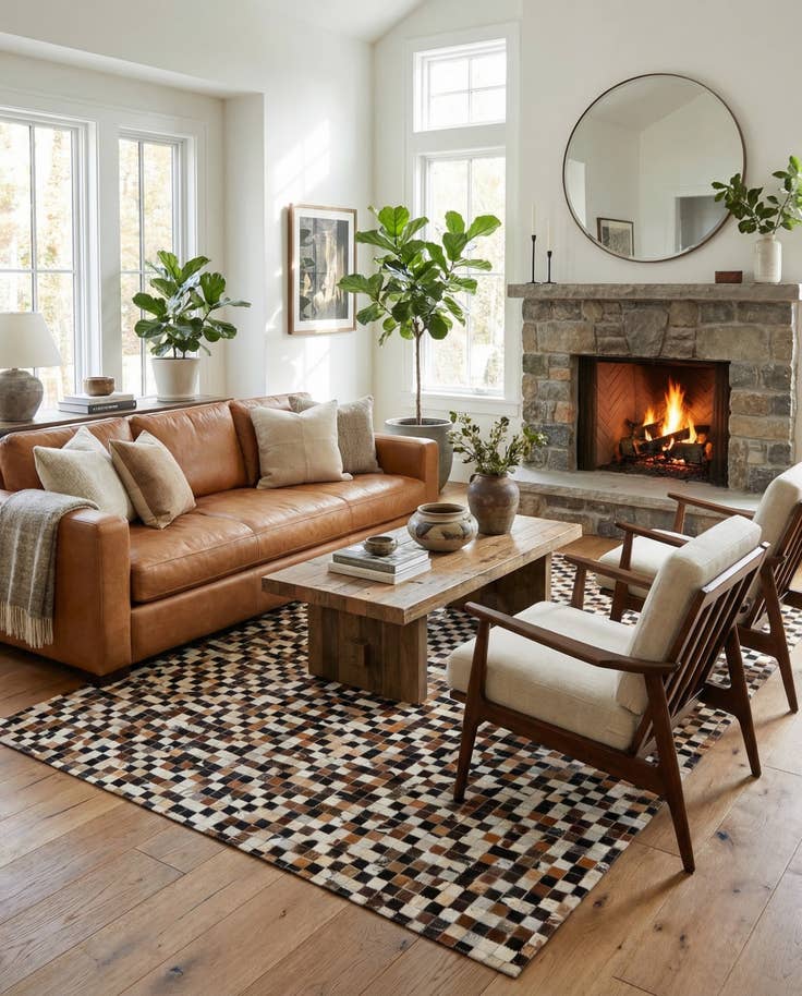 Detail image of 5' 3 x 7' 7 Cowhide Stocks Rug