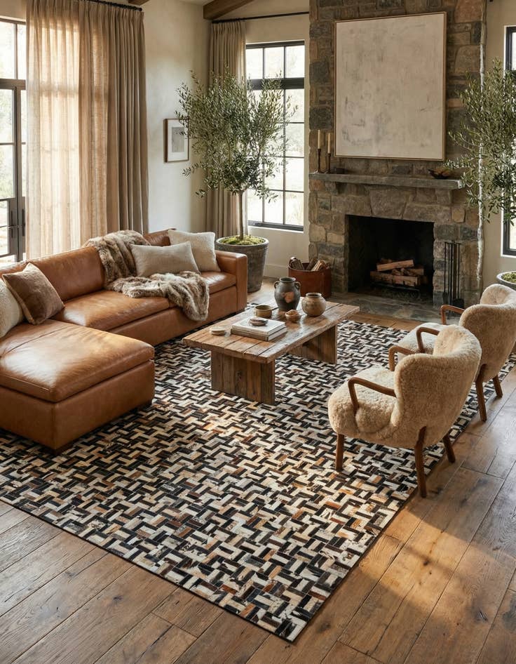 Detail image of  8' x 10' Cowhide Leather Rug