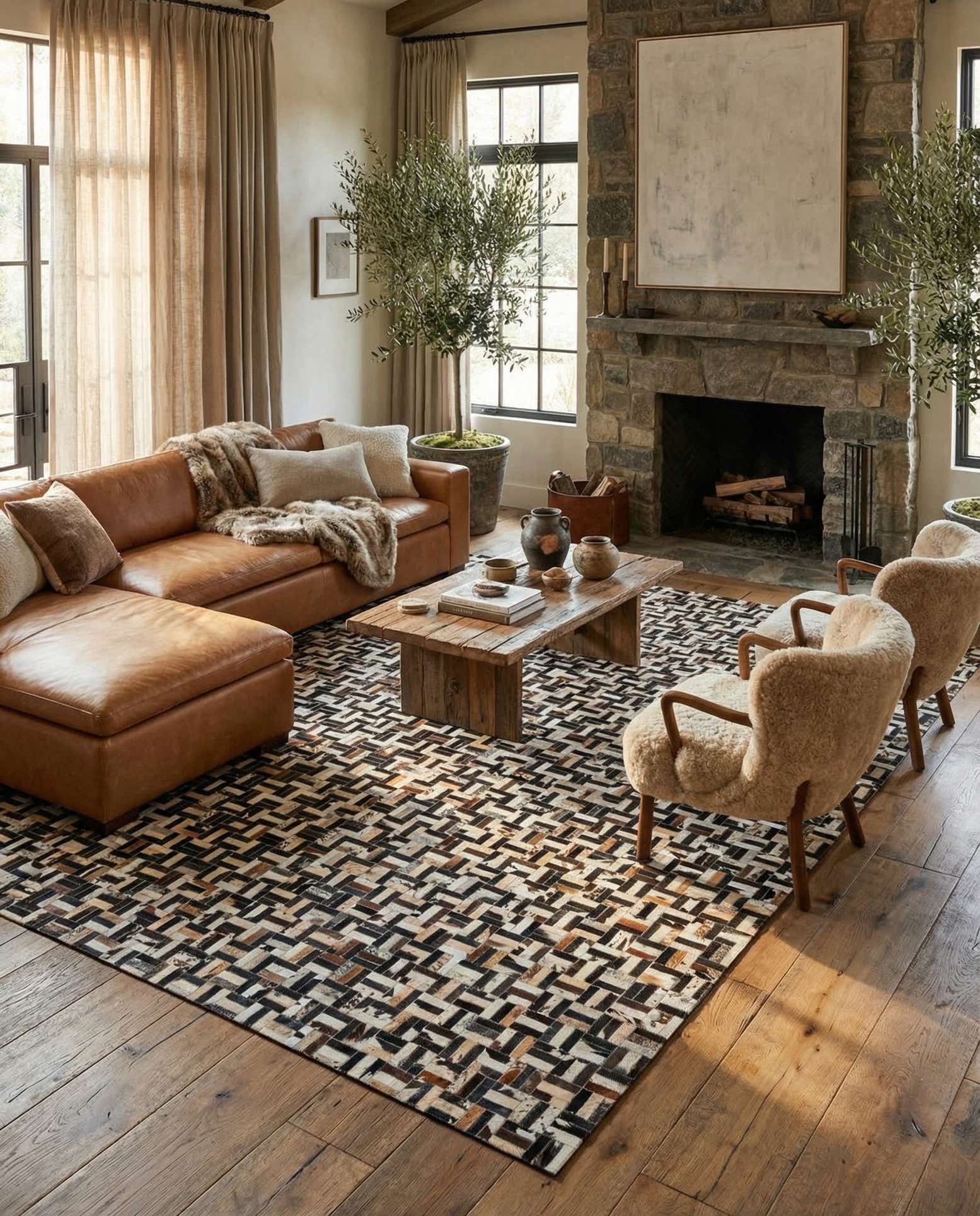 8' x 10' Cowhide Leather Rug