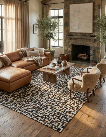 8' x 10' Cowhide Leather Rug