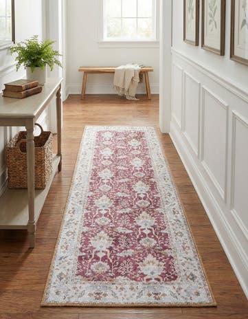 Burgundy Red Washable Timeless Runner Rug