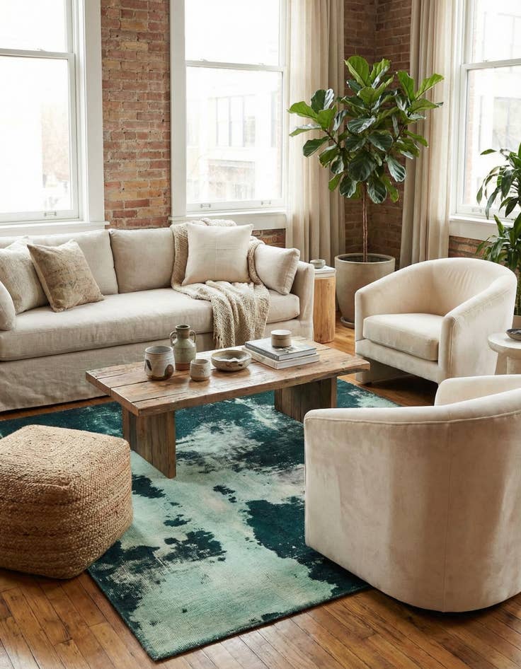 Detail image of 3' 9 x 3' 10  Hand Knotted Ultra Vintage Persian Wool Square Rug