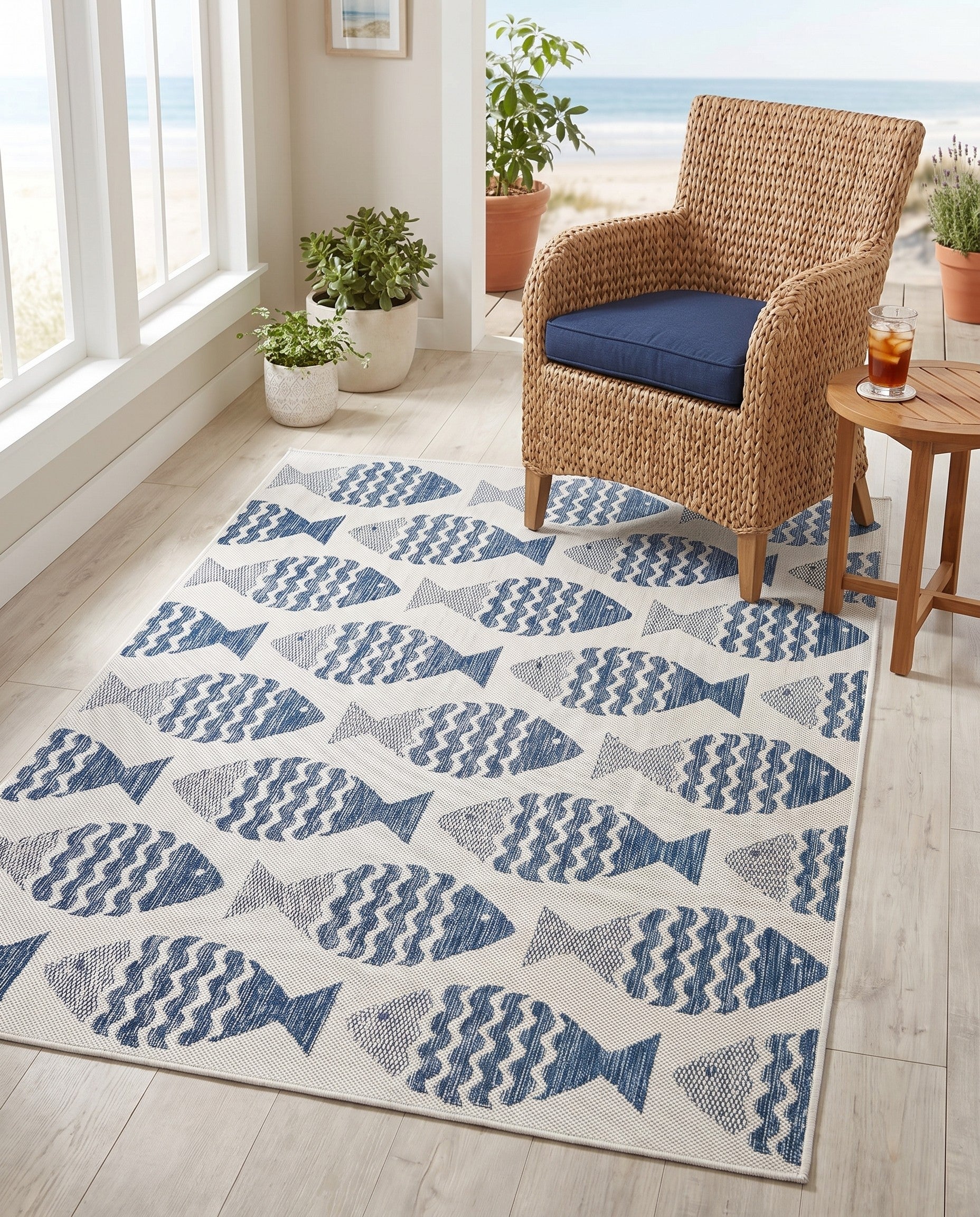 4' x 6' Easy-Clean Coastal Indoor / Outdoor Rug