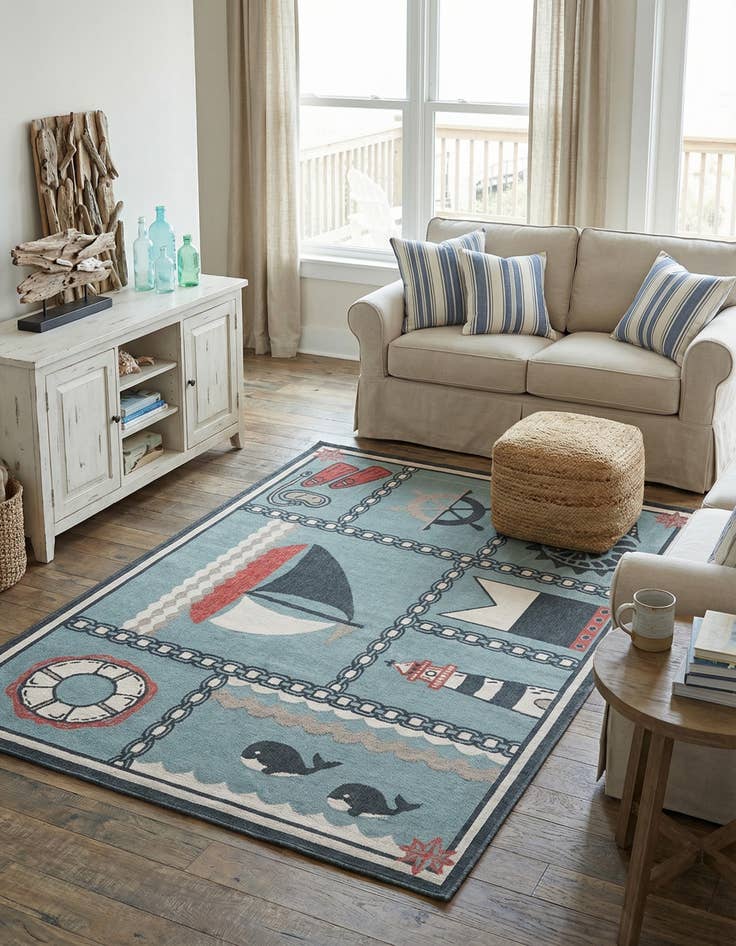 Detail image of 6' x 9' Easy-Clean Coastal Indoor / Outdoor Rug