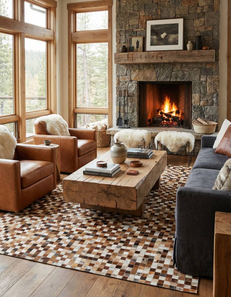 Detail image of 5' x 7' 11 Cowhide Stocks Rug