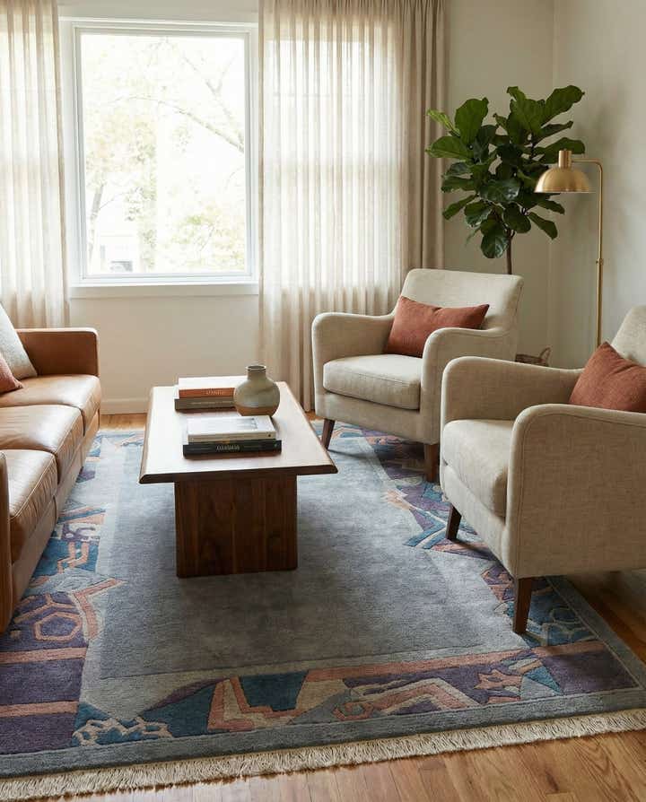 4' 11 x 7' 2 Hand Knotted Tibet Wool Rug