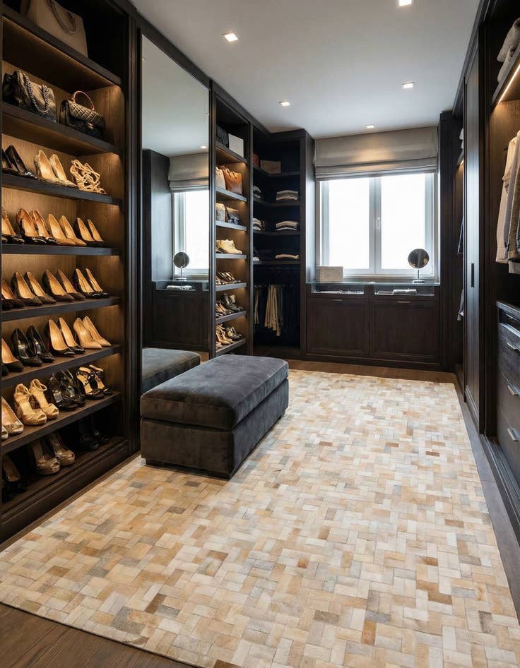 Detail image of 8' 1 x 10' Cowhide Leather Rug