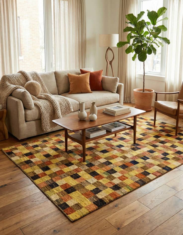 Detail image of 4' x 5' 10  Hand Knotted Modern Ziegler Oriental Rug