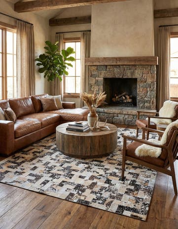 8' 1 x 10' 1 Cowhide Leather Rug