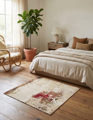 3' 6 x 3' 7 Hand Knotted Ultra Vintage Persian Wool Square Rug