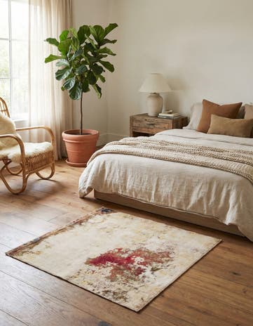 3' 6 x 3' 7 Hand Knotted Ultra Vintage Persian Wool Square Rug