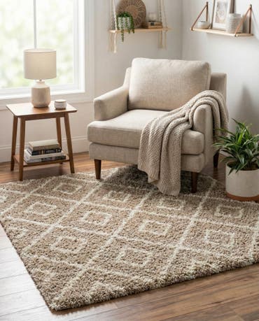  4' x 4' Lattice Shag Square Rug