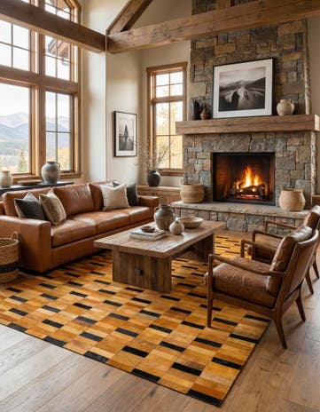 4' 11 x 8' Cowhide - Patchwork Rug