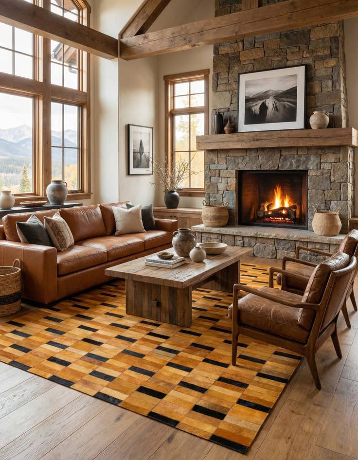 Detail image of  4' 11 x 8' Cowhide - Patchwork Rug