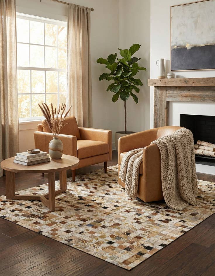 Detail image of  4' 1 x 5' 11 Cowhide - Patchwork Rug