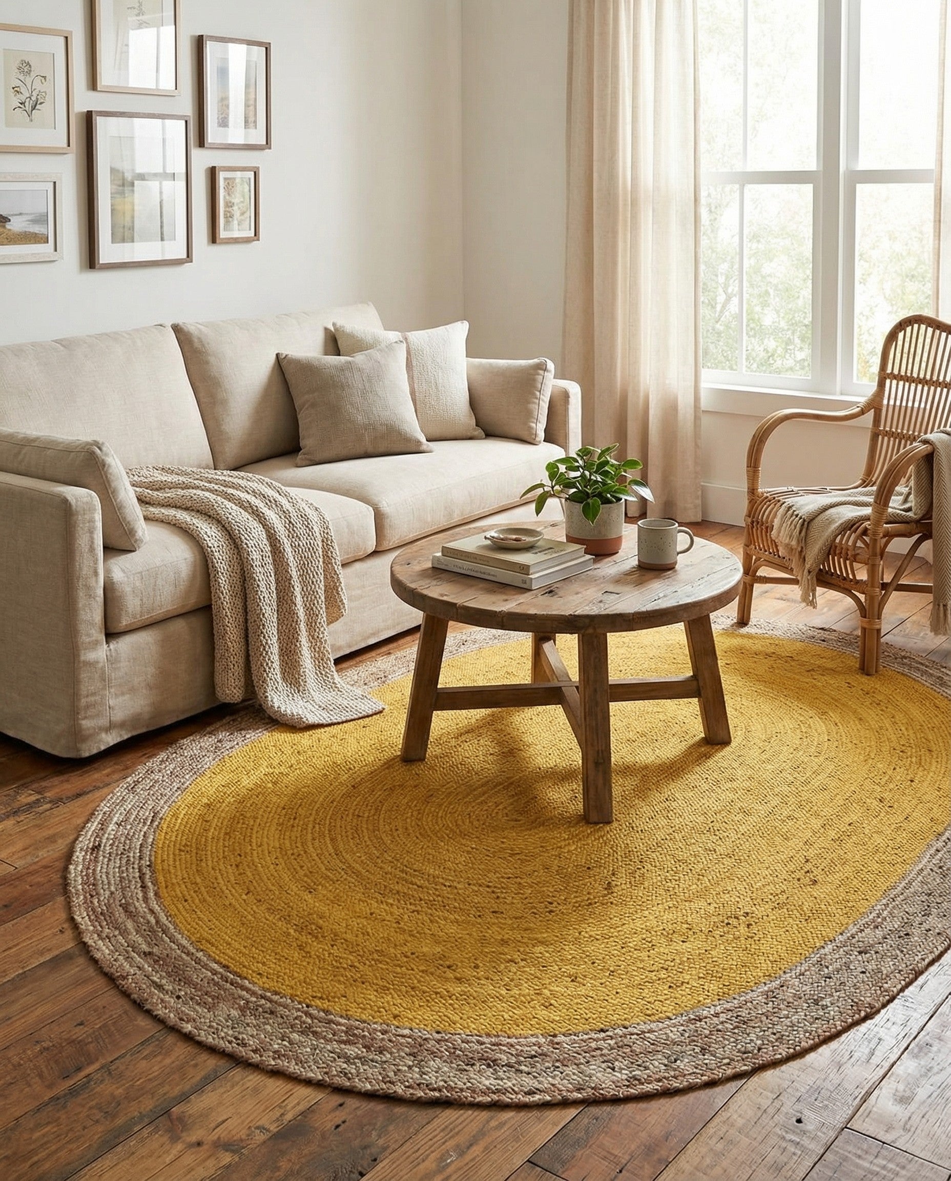  8' x 10'  Hand Braided Jute Oval Rug