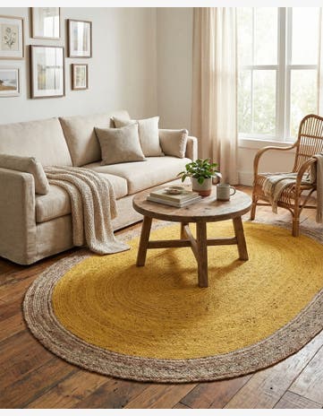 8' x 10' Handmade Braided Jute Oval Rug