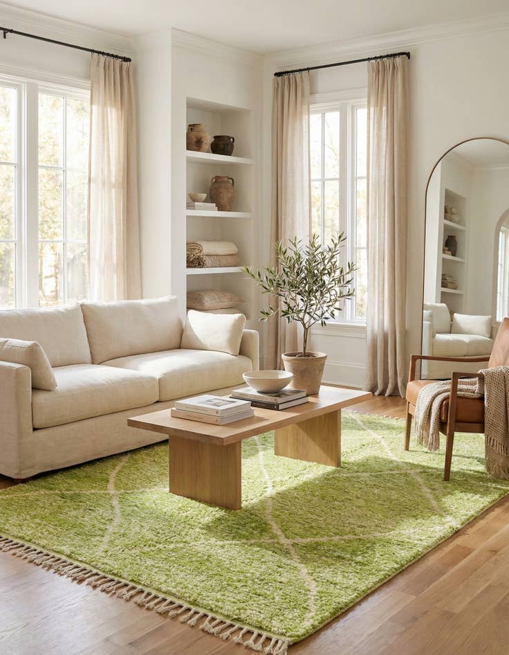 Detail image of 4' 8 x 8'  Hand Knotted Moroccan Wool Rug