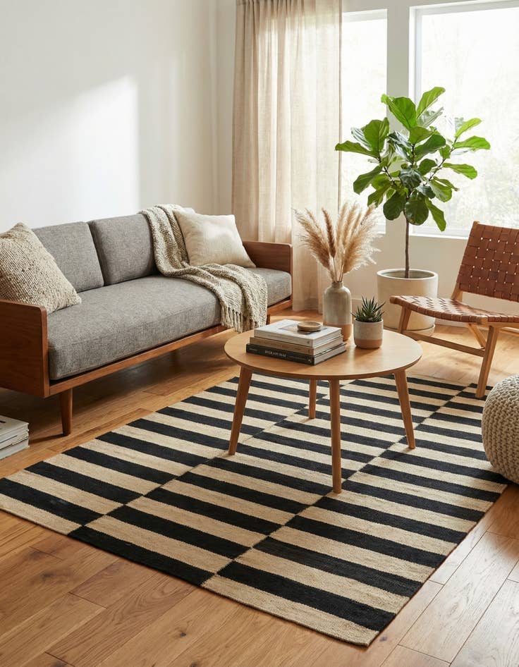 Detail image of 3' 5 x 4' 10  Hand Woven Kilim Modern Wool Rug