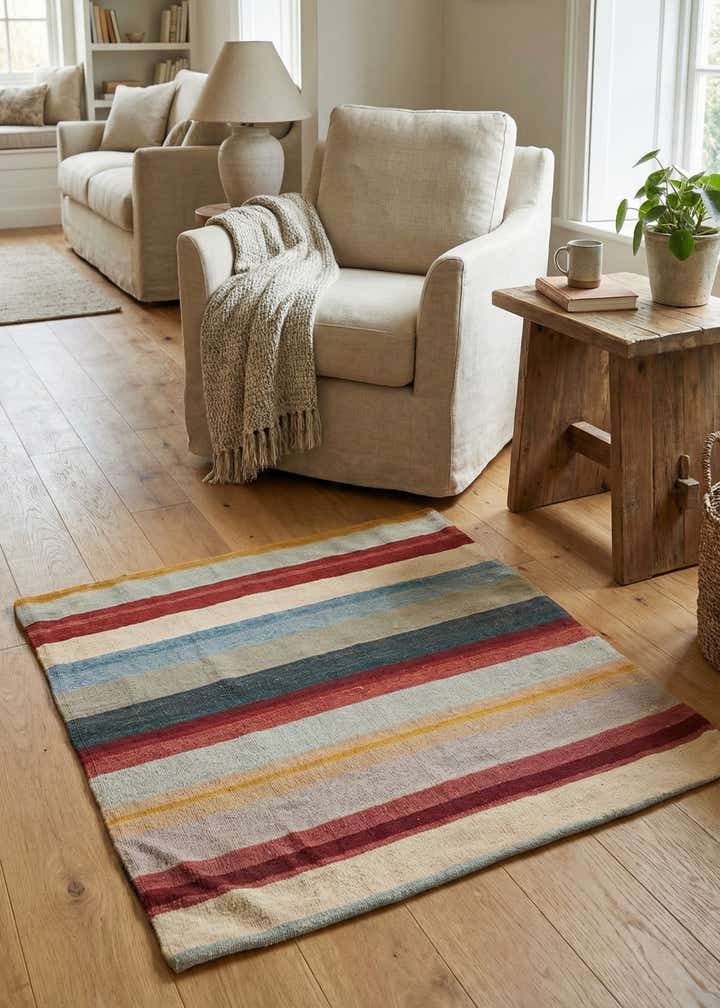 3' 3 x 3' 3 Hand Woven Pillow Wool Square Rug