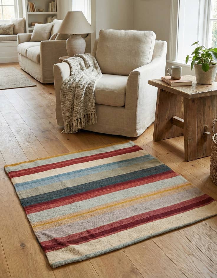 Detail image of  3' 3 x 3' 3  Hand Woven Pillow Wool Square Rug