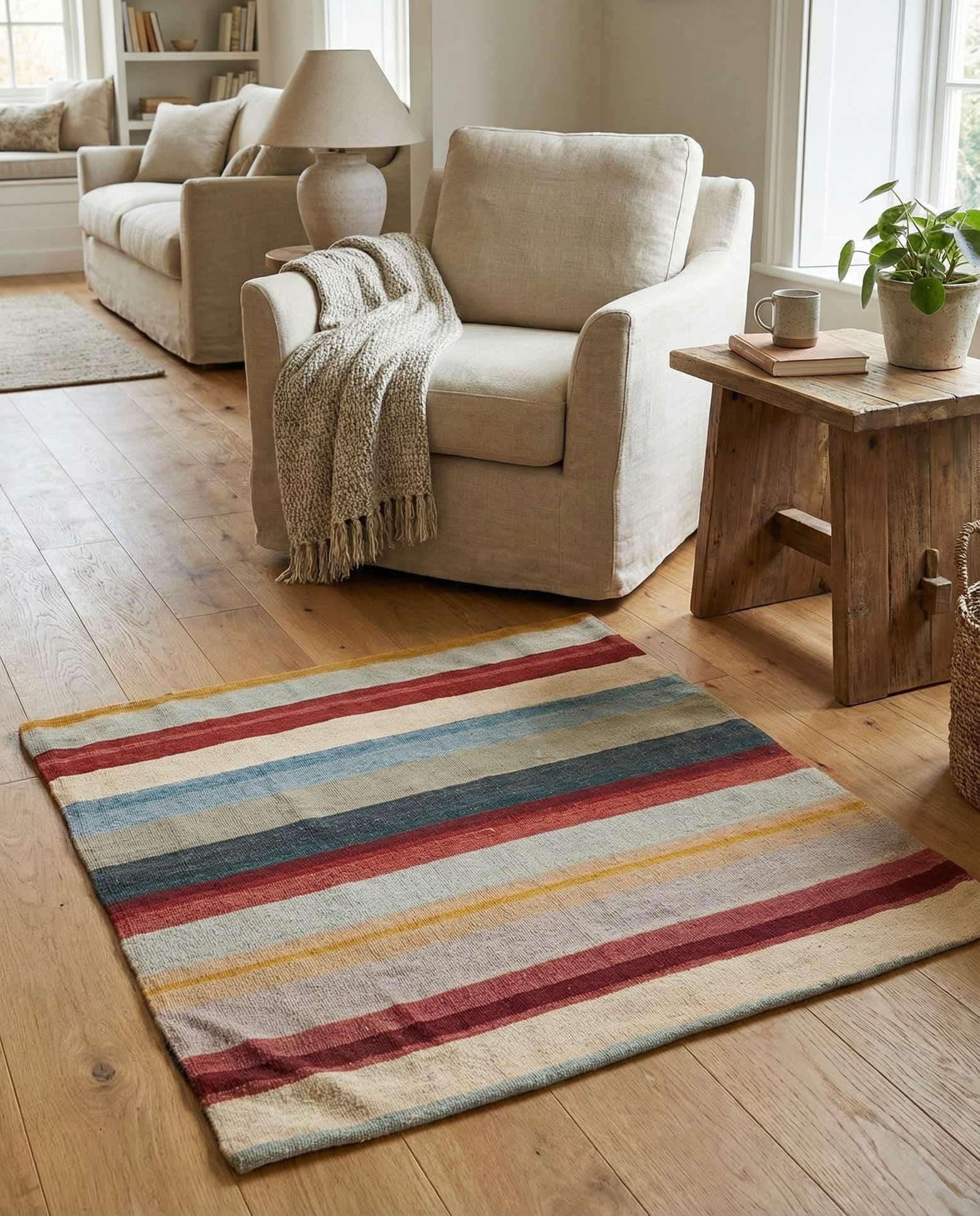 3' 3 x 3' 3 Hand Woven Pillow Wool Square Rug