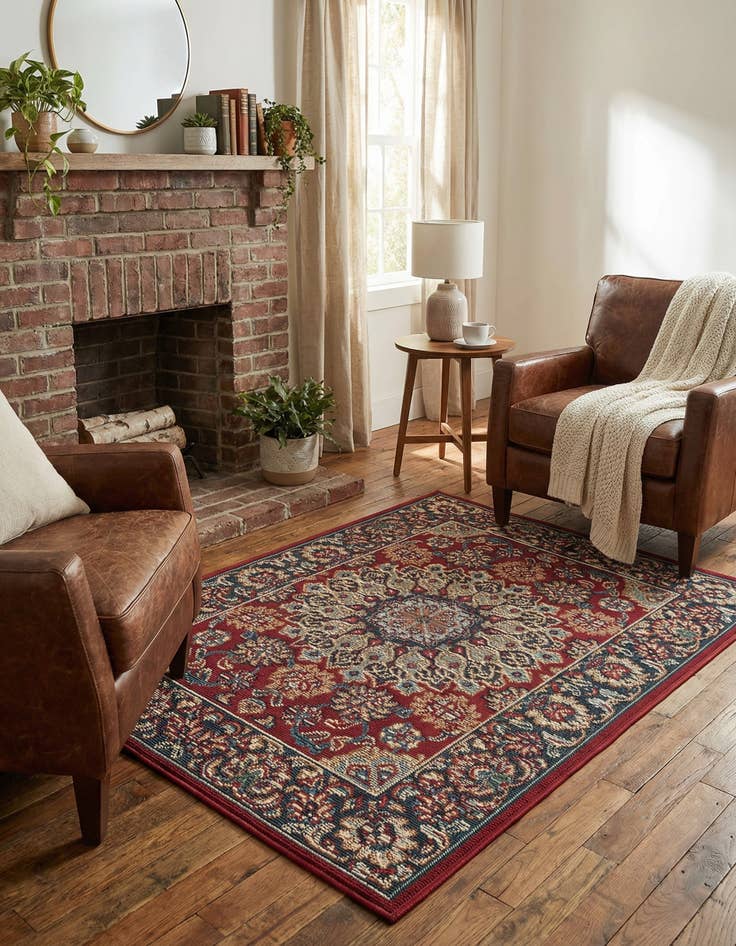 Detail image of  2' x 3' 1  Washable Traditional Indoor / Outdoor Rug
