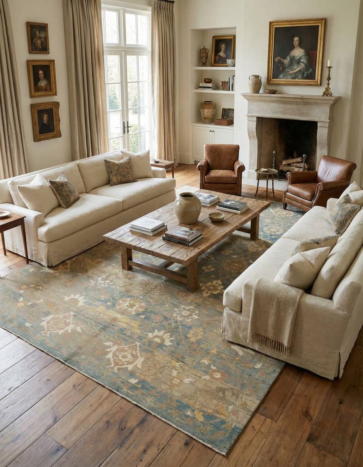 Detail image of  11' 9 x 15' 9  Hand Knotted Oushak Wool Rug