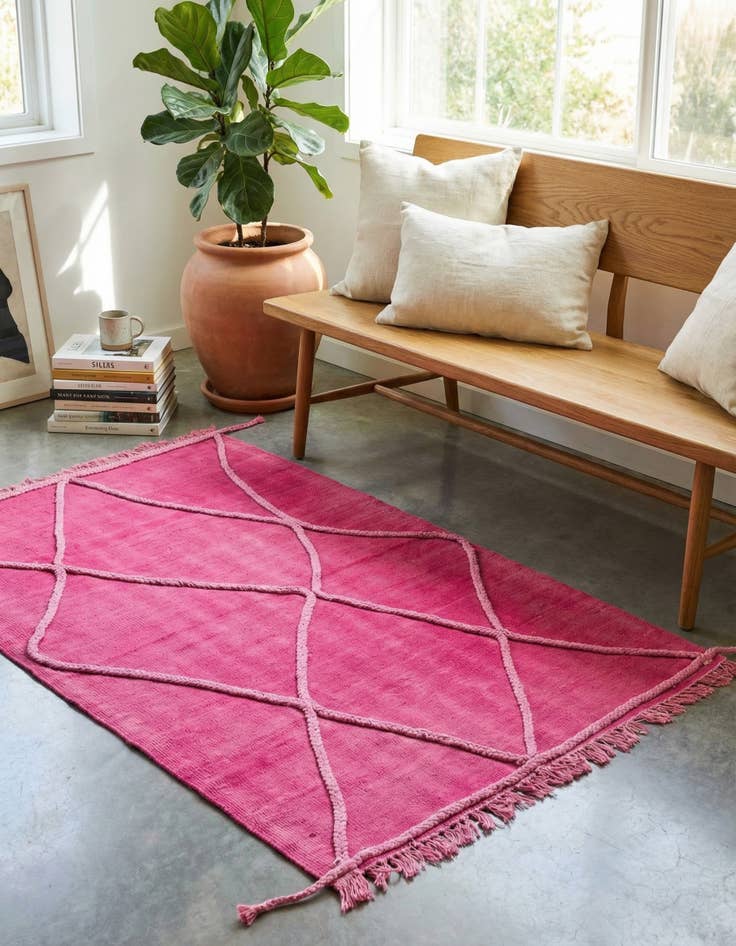 Detail image of 3' 4 x 4' 9  Hand Woven Kilim Modern Wool Rug