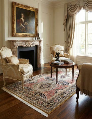 3' 6 x 5' 10 Hand Knotted Qom Silk Persian Rug