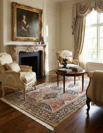 3' 6 x 5' 10 Hand Knotted Qom Silk Persian Rug