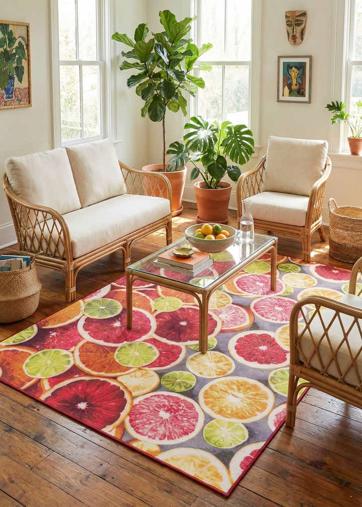 5' 3 x 8' Easy-Clean Jill Zarin Caribbean Indoor / Outdoor Rug
